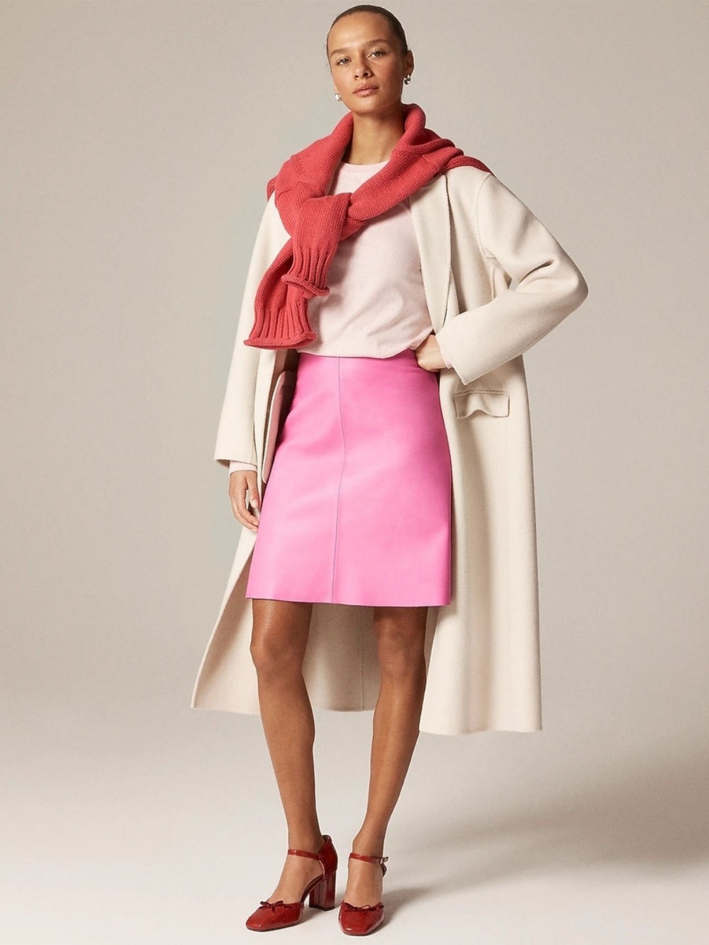 J. Crew Fairfax Mini Skirt Lamb Leather Pink Size 2 NWT Read